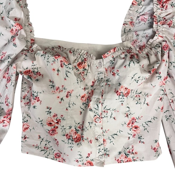 WEWOREWHAT Ruched Cup Top Bustier Floral Cotton Top Large - Picture 5 of 10